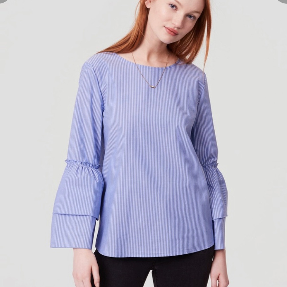LOFT Striped, Bell Sleeve Blouse